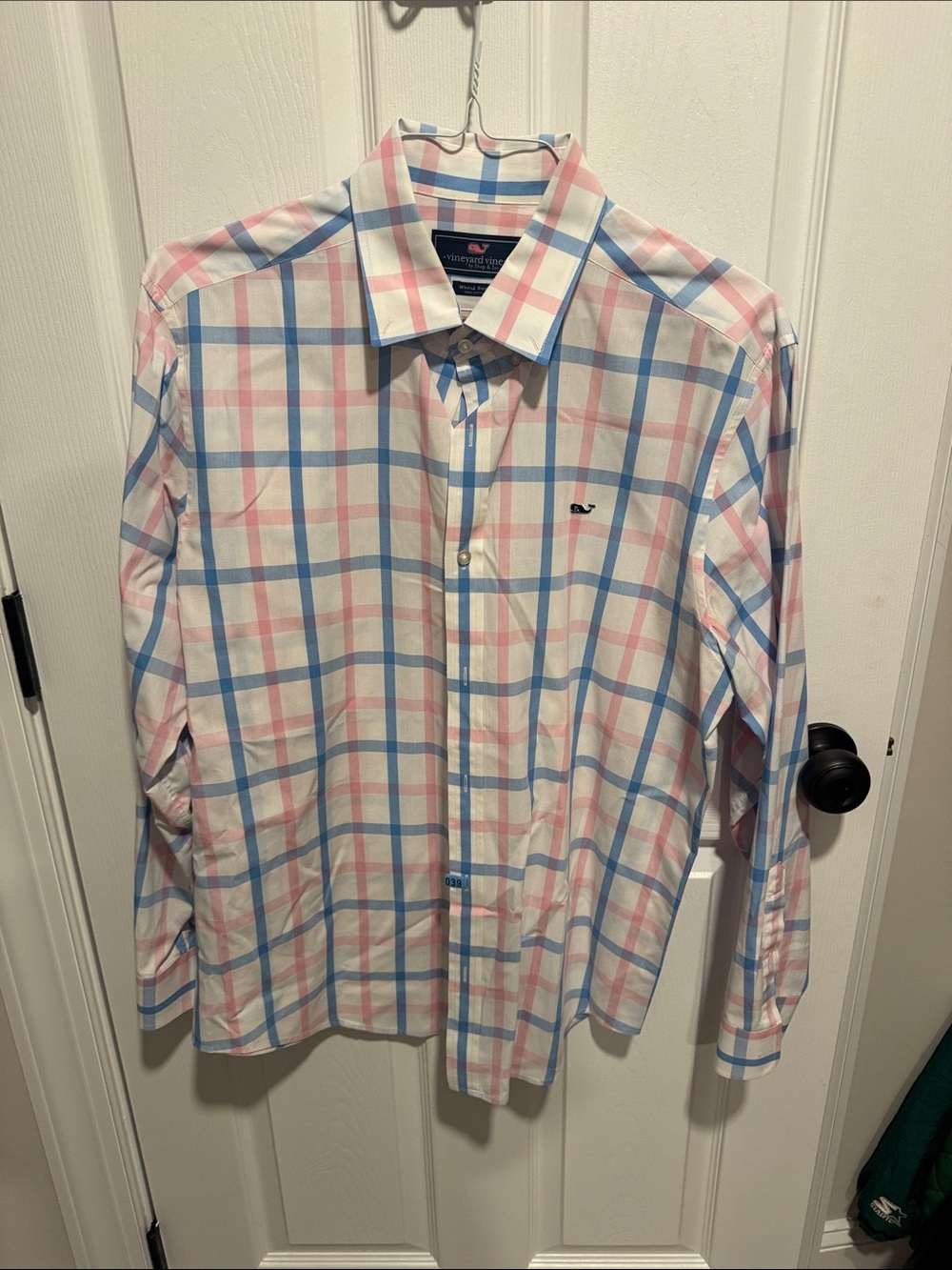 Vineyard Vines Pastel Pink & Blue Plaid Dress Shirt